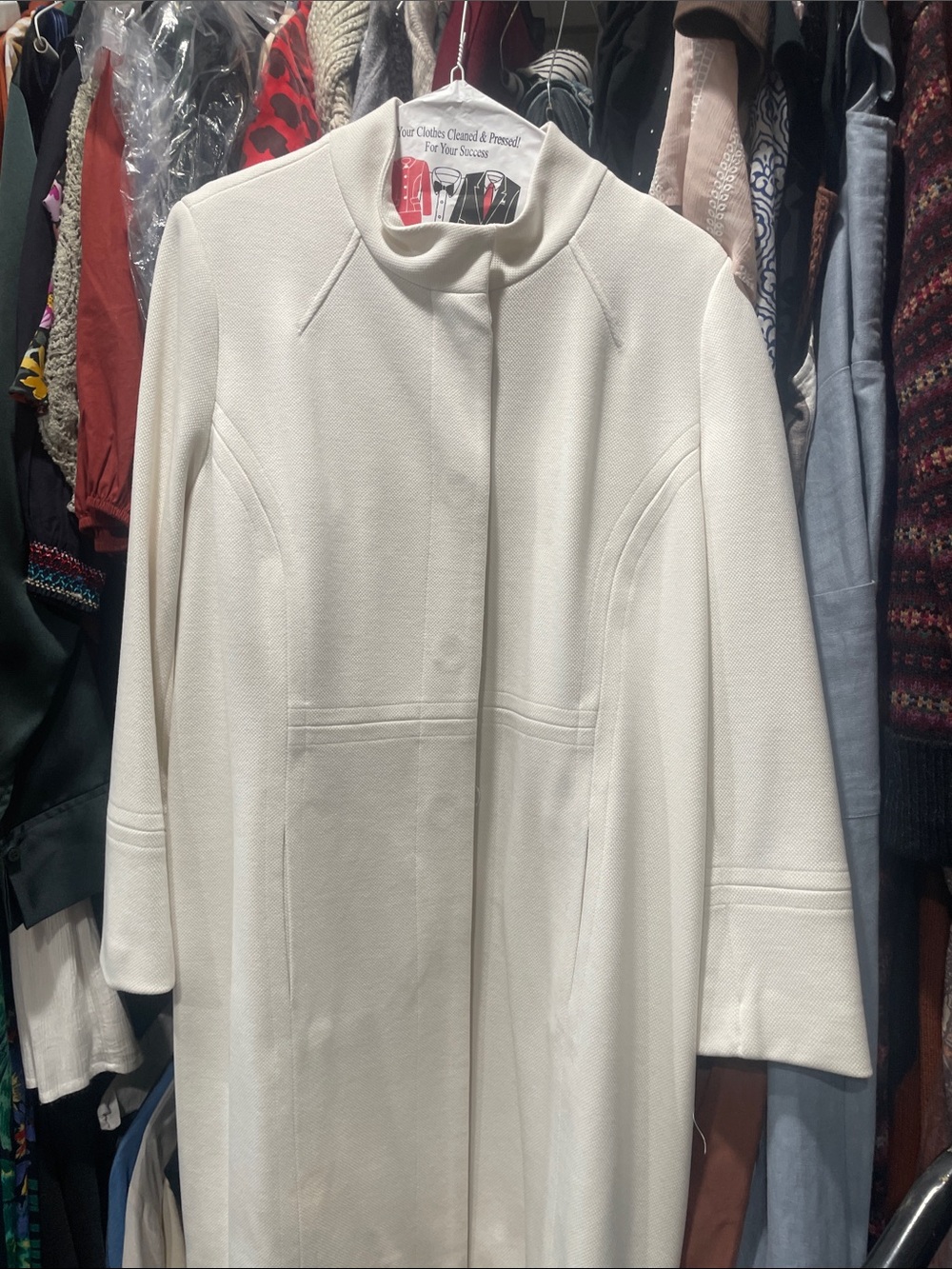 Chico's Cream Stand-Collar Pea Coat